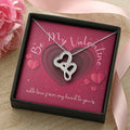 Be My Valentine Double Heart Necklace Sparkling Crystals On 14K White Gold Thoughtfully Presented With Gift Box. Double Hearts Necklace