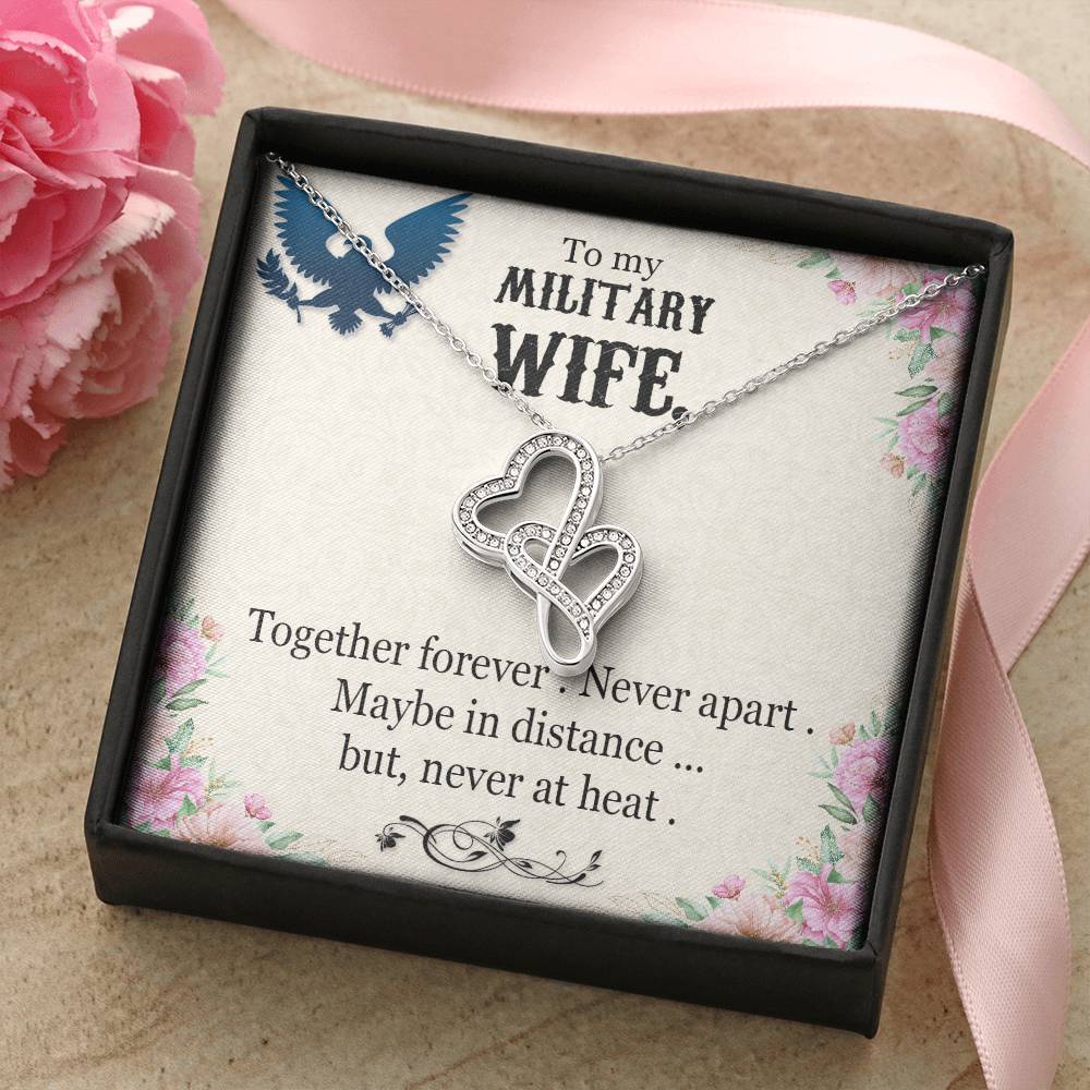 To My Military Wife Necklace Double Hearts Necklace