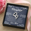 To Daughter From Mom Double Heart Necklace Gift - Mom And Daughter No Matter Where You Go Gift From Mom - Daughter Wed Double Hearts Necklace