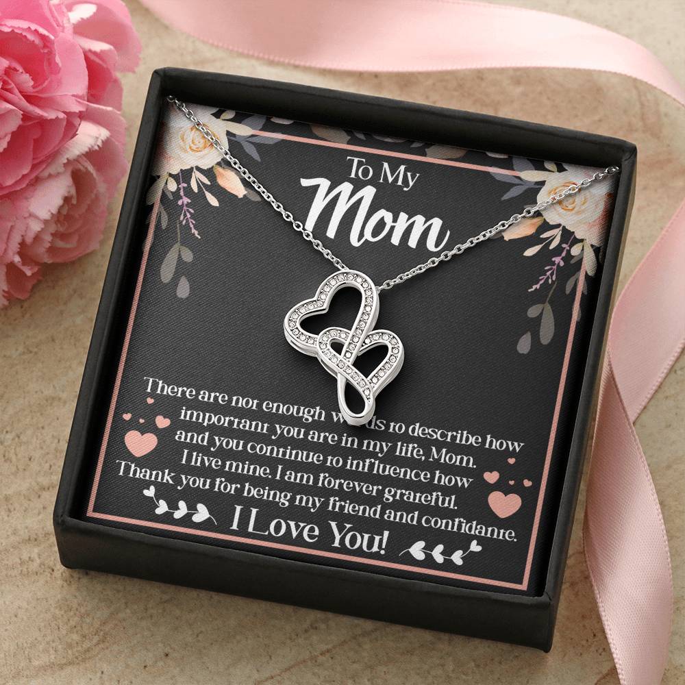 To Mom  Double Hearts Necklace