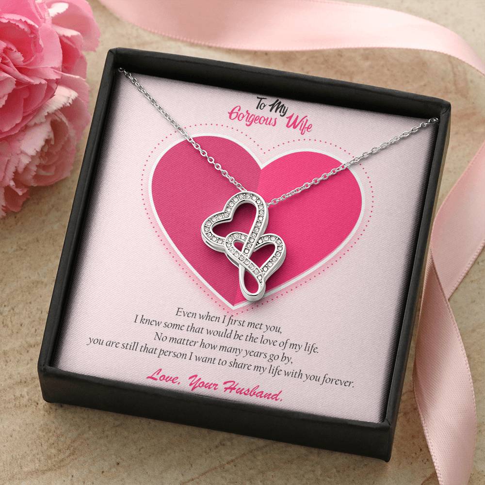 To My Gorgeous Wife - This Lovable gift for you! 🎁 Double Hearts Necklace