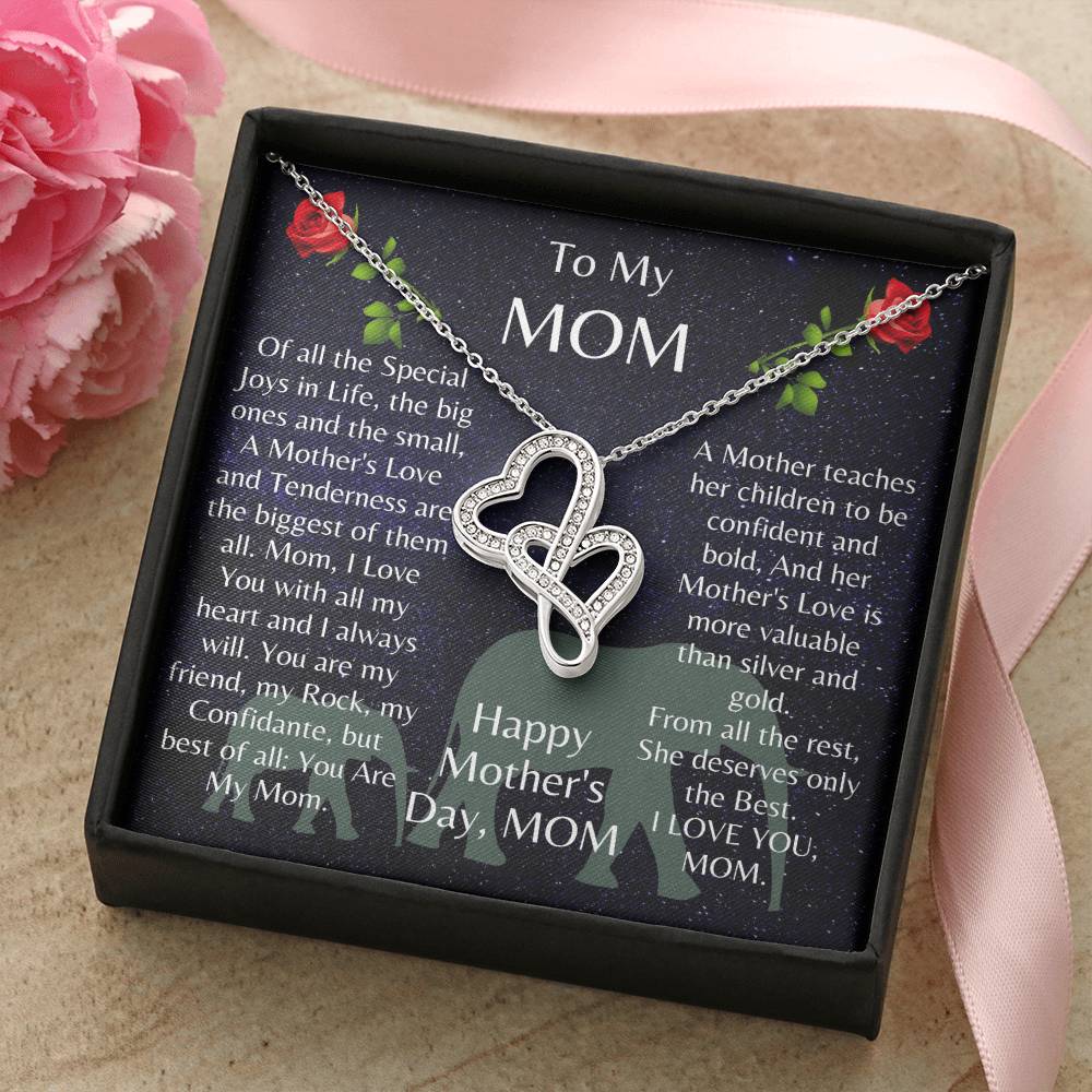 Exquisitely Beautiful The  For Mom 🌹💖 Double Hearts Necklace