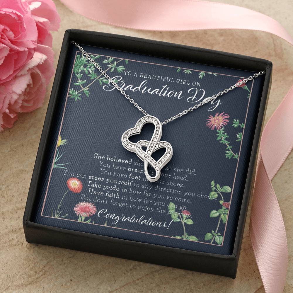 Graduation Gift Necklace For Daughter College Graduation Gift For Her High School Senior Graduation Mba Phd Master Cla 1 Double Hearts Necklace