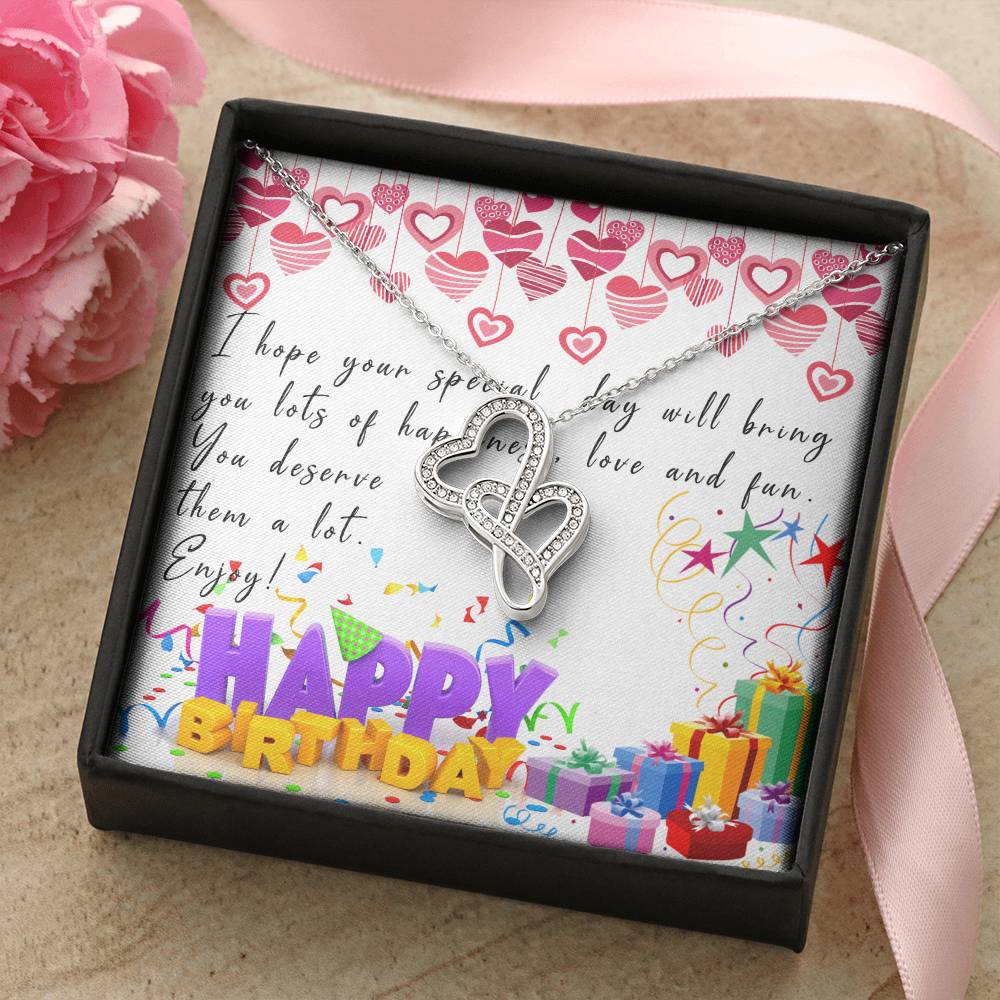 Happy Birthday I Hope Your Special Day Double Hearts Necklace