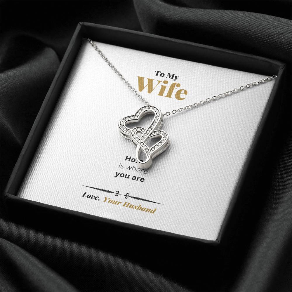 Home Is Where You Are -  Double Hearts Necklace