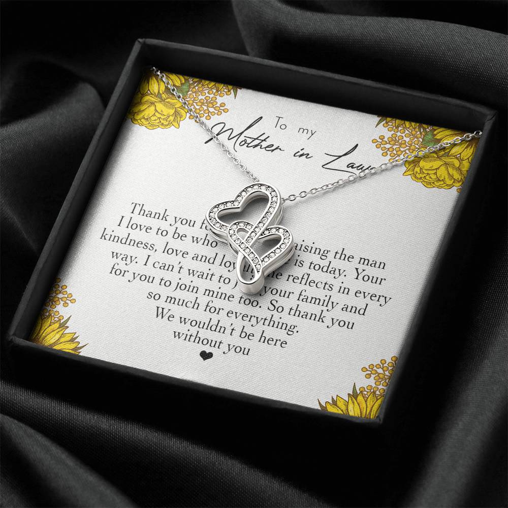 To My Mother In Law Thank You For Raising The Man I Love  Double Hearts Necklace