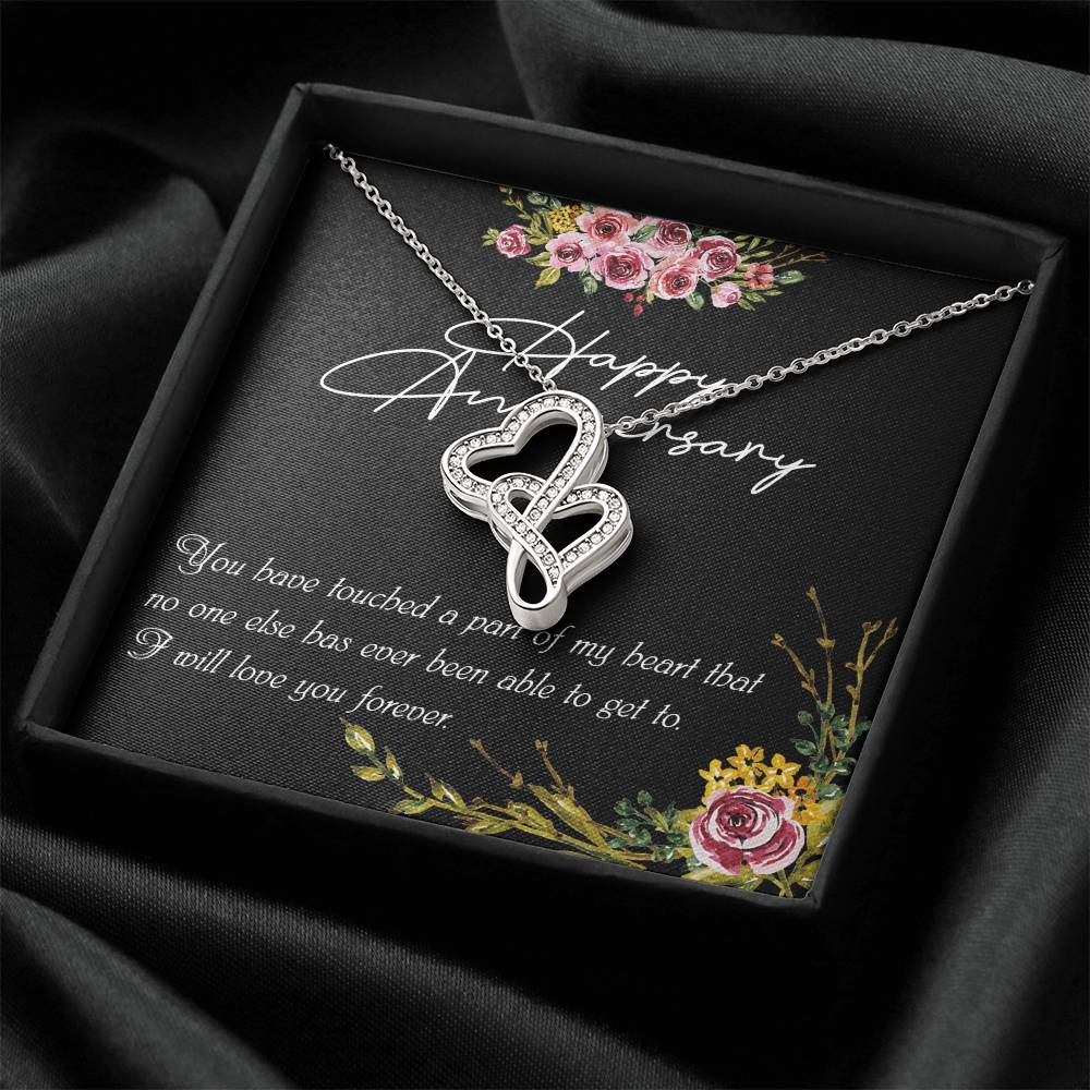 Silver Wedding Anniversary Gifts For Her  Wedding Anniversary Gifts For Wife.  Anniversary Pendant Gifts Double Hearts Necklace