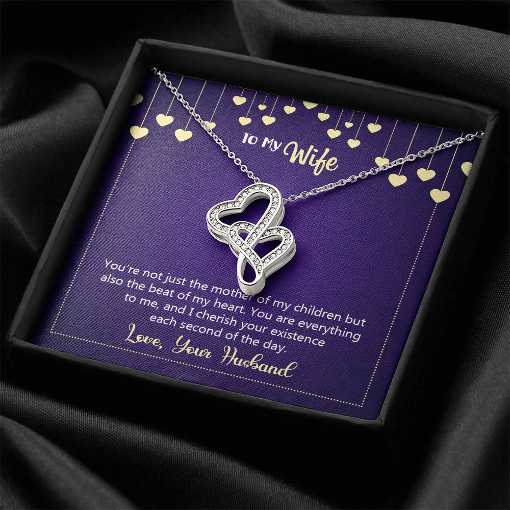 Happy Anniversary You're Not Just The Mother Of My Children  Double Hearts Necklace