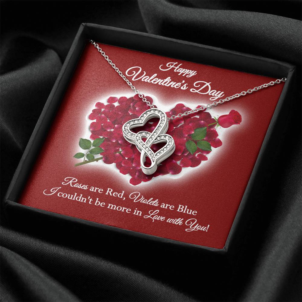 Happy Valentine's Day Roses Dblhrts Necklace Double Hearts Necklace
