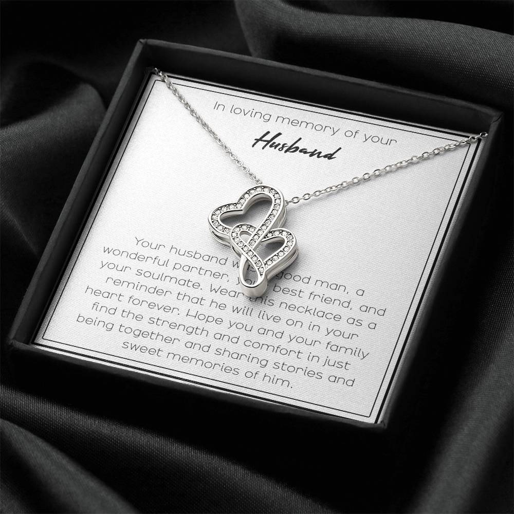 In Loving Memory Of Your Husband Double Hearts Necklace