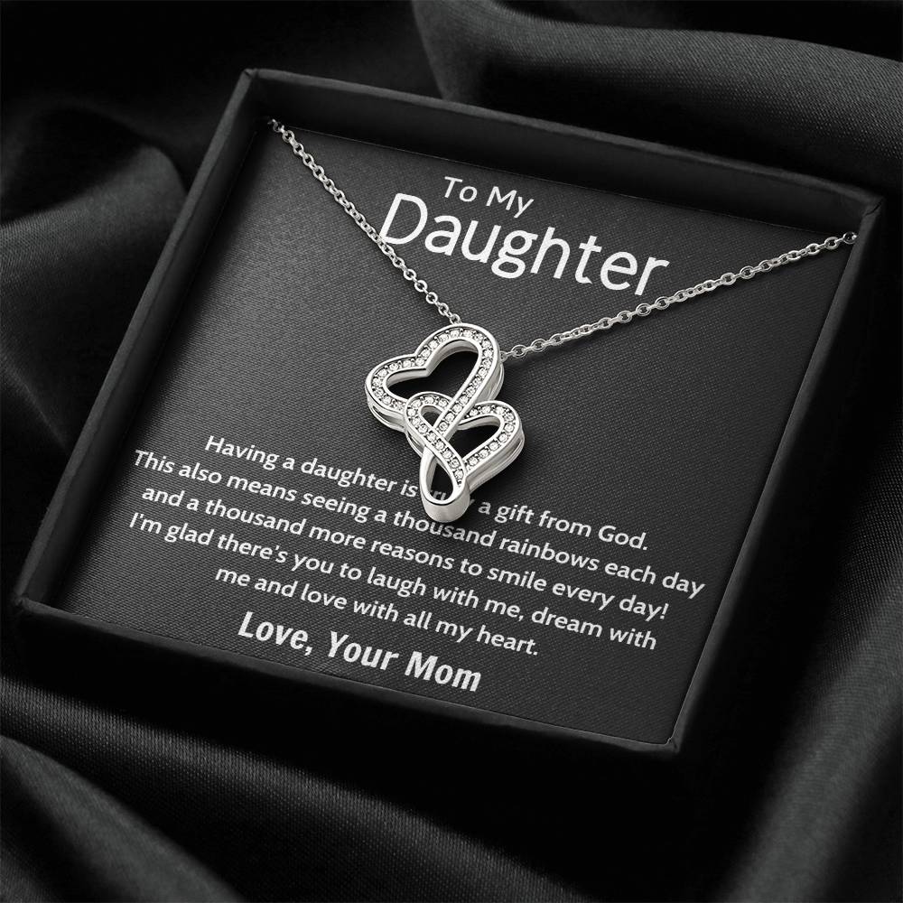 Daughter Gift Necklace Daughter Birthday Gift Gift For Daughter Daughter Jewelry 9 Double Hearts Necklace