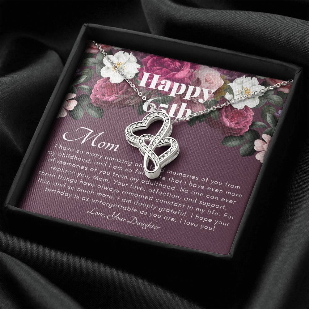 Mother's 65Th Birthday Gift  Gift For Mom On Her Birthday  Gift For Mom From Daughter  Mom Necklace  Best Mom Gift Mes 1 Double Hearts Necklace