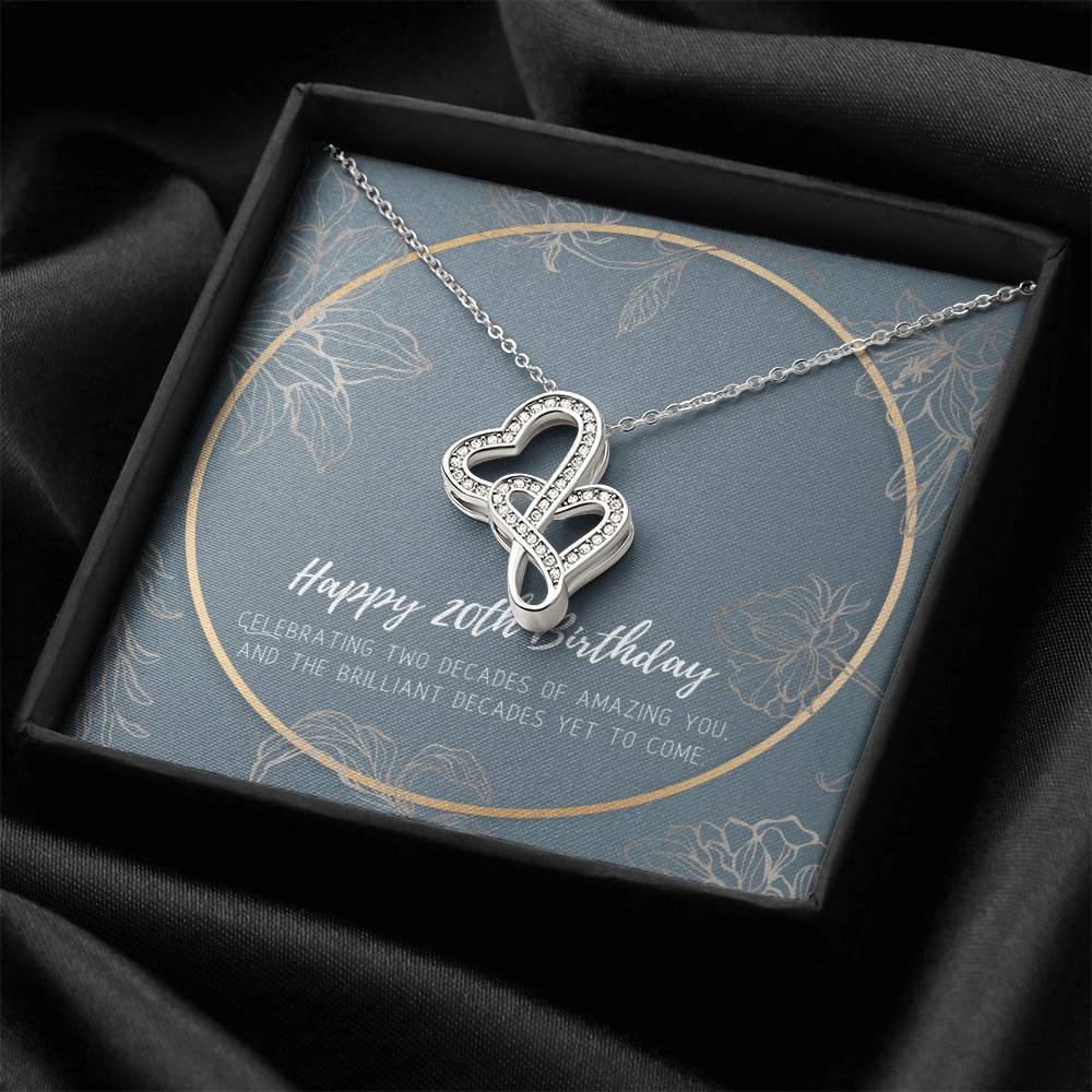 20Th Birthday Gifts For Women  Necklace For Her  2 Decade Jewelry  20 Years Old  20Th Birthday Gift Necklace  Jewelry  Double Hearts Necklace