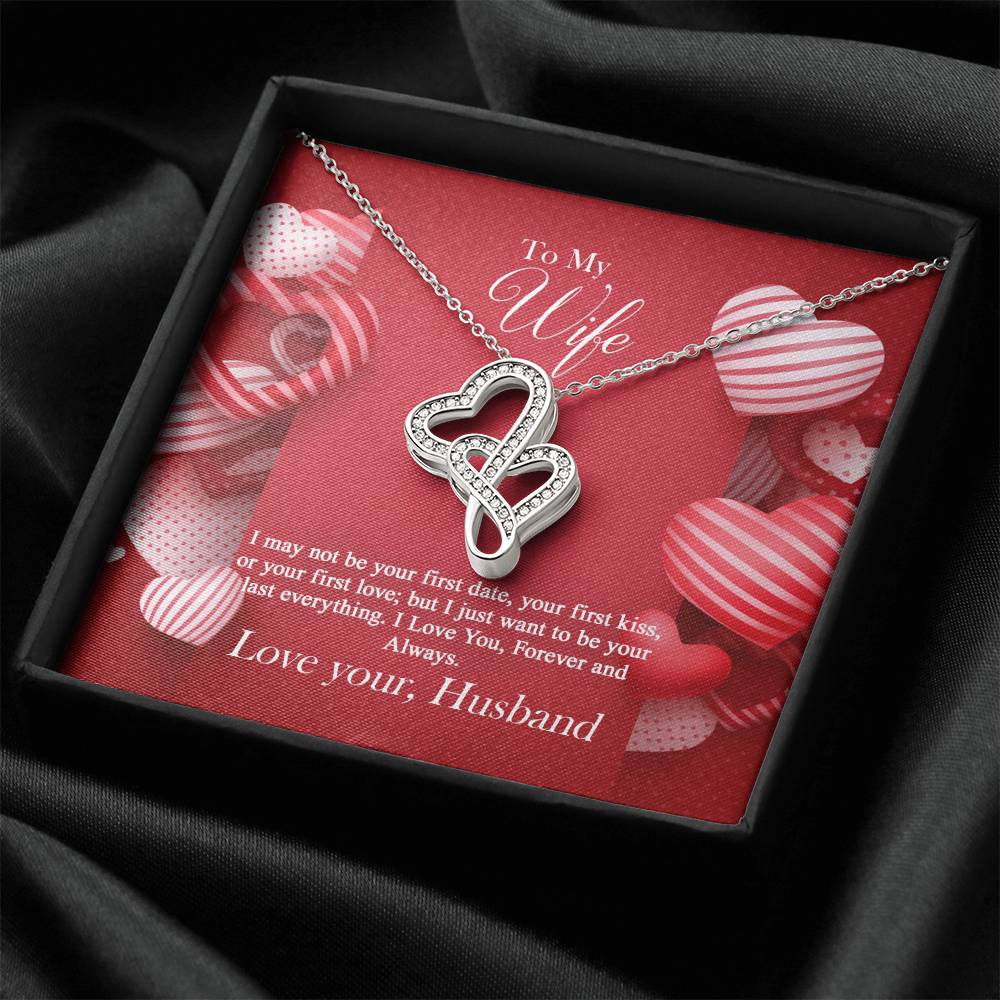 To My Wife -  1 Double Hearts Necklace