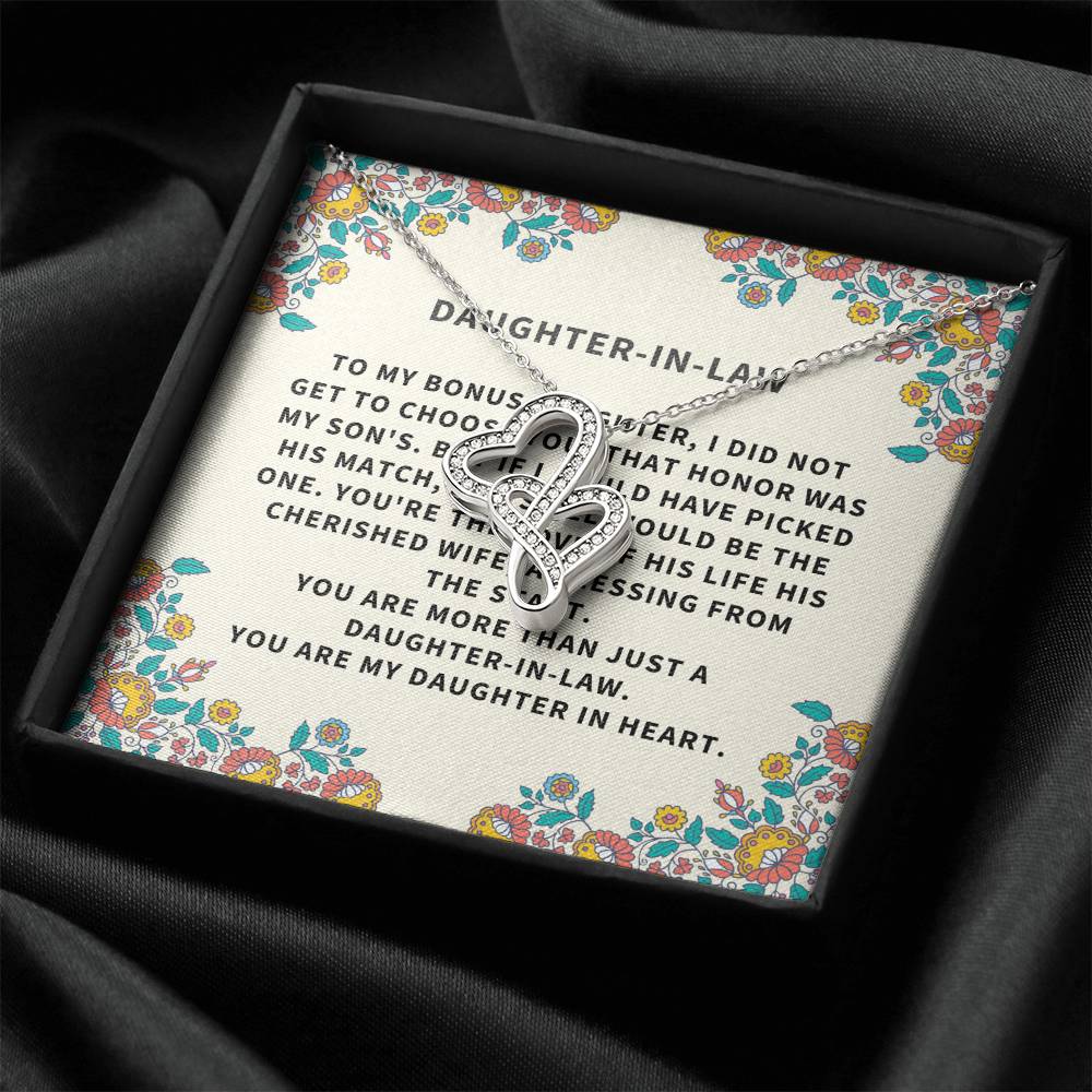 Daughter-In-Law Gift Necklacewedding Giftjewelry From Mother-In Lawgift For Bridenecklacepersonalized Necklace Family  Double Hearts Necklace