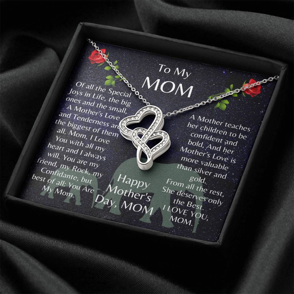 Exquisitely Beautiful The  For Mom 🌹💖 Double Hearts Necklace