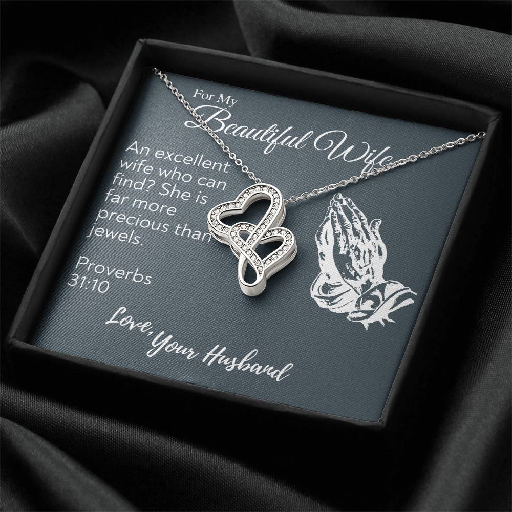 To My Beautiful Wife Necklace  Anniversary Gift For Wife Birthday Gift For Wife Gift For Wife Necklace For Wife Gift F Double Hearts Necklace