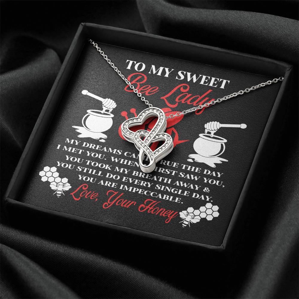Gift For Her Bee Lady From Honey My Dreams Came True The Day I Met You  Double Hearts Necklace