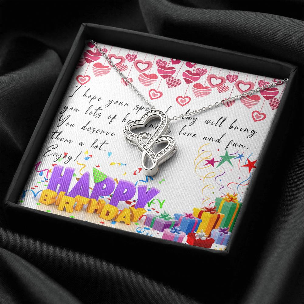 Happy Birthday I Hope Your Special Day Double Hearts Necklace