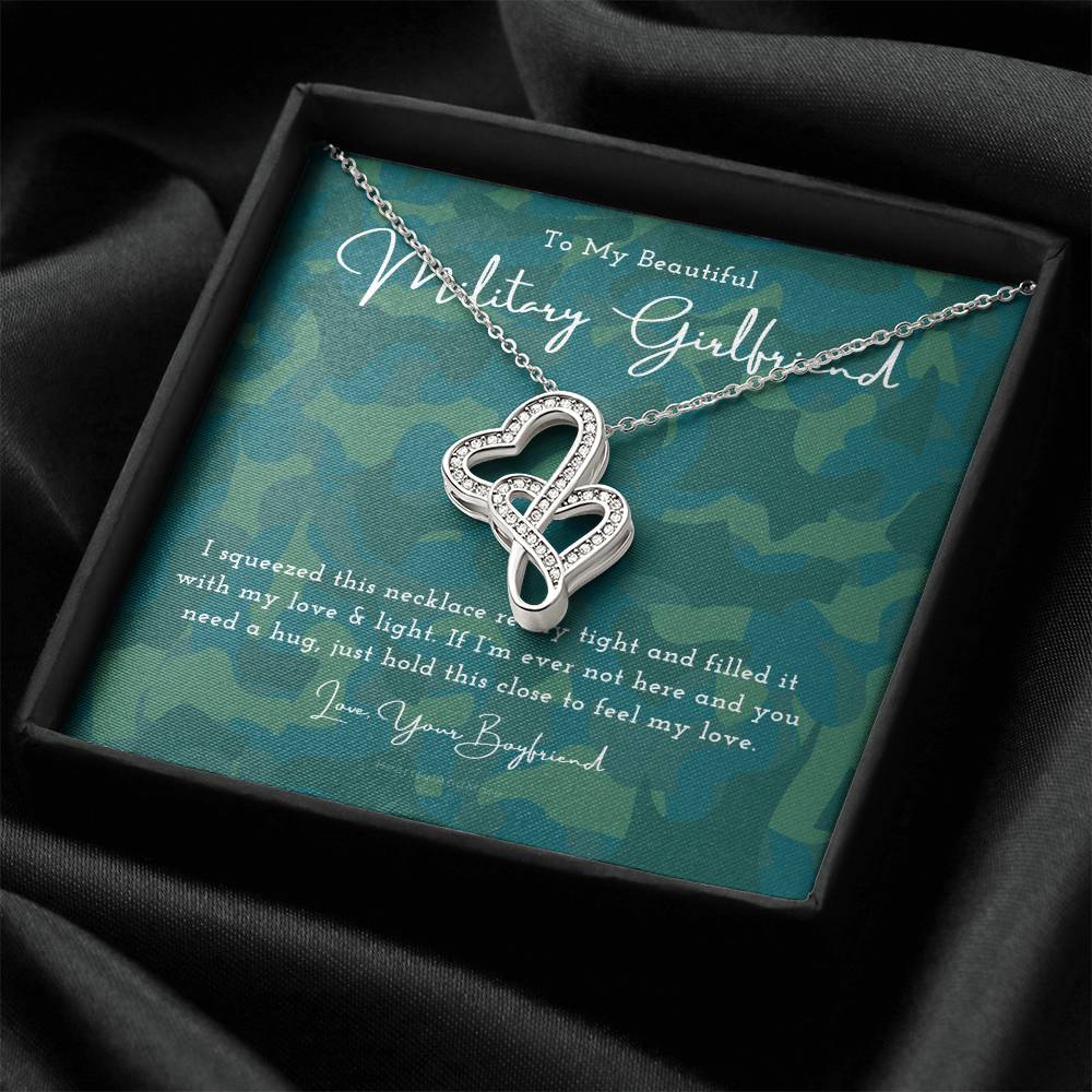 Army Girlfriend Gift Best Military Girlfriend In The World Deployment Gift Gift For Military Girlfriend Military Deplo 1 Double Hearts Necklace