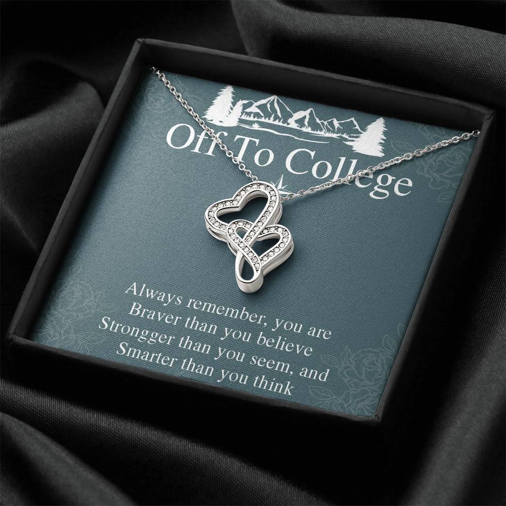 Graduation Gift Necklace For Girls - Graduate Gift Jewelry -  College - High School - Elementary School - Senior Gradu 1 Double Hearts Necklace