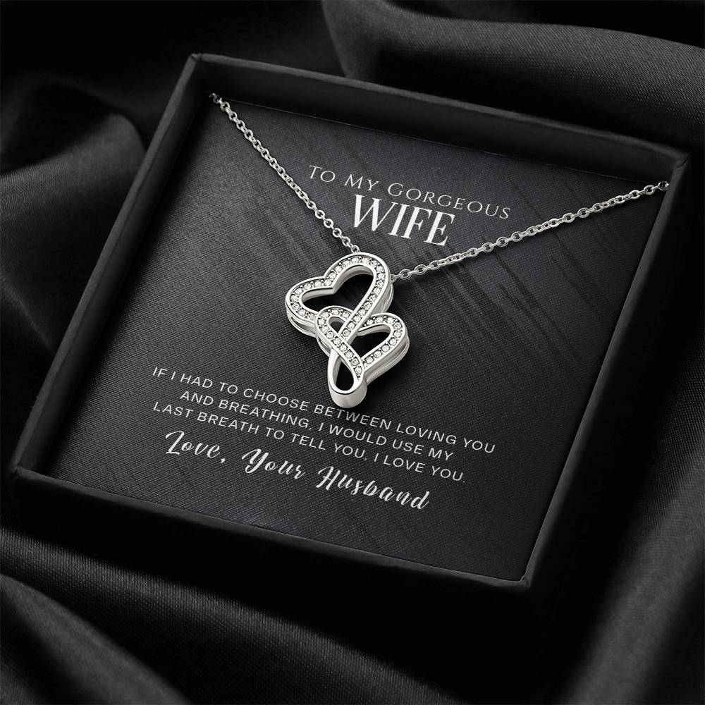 To My Gorgeous Wife - Necklace Double Hearts Necklace