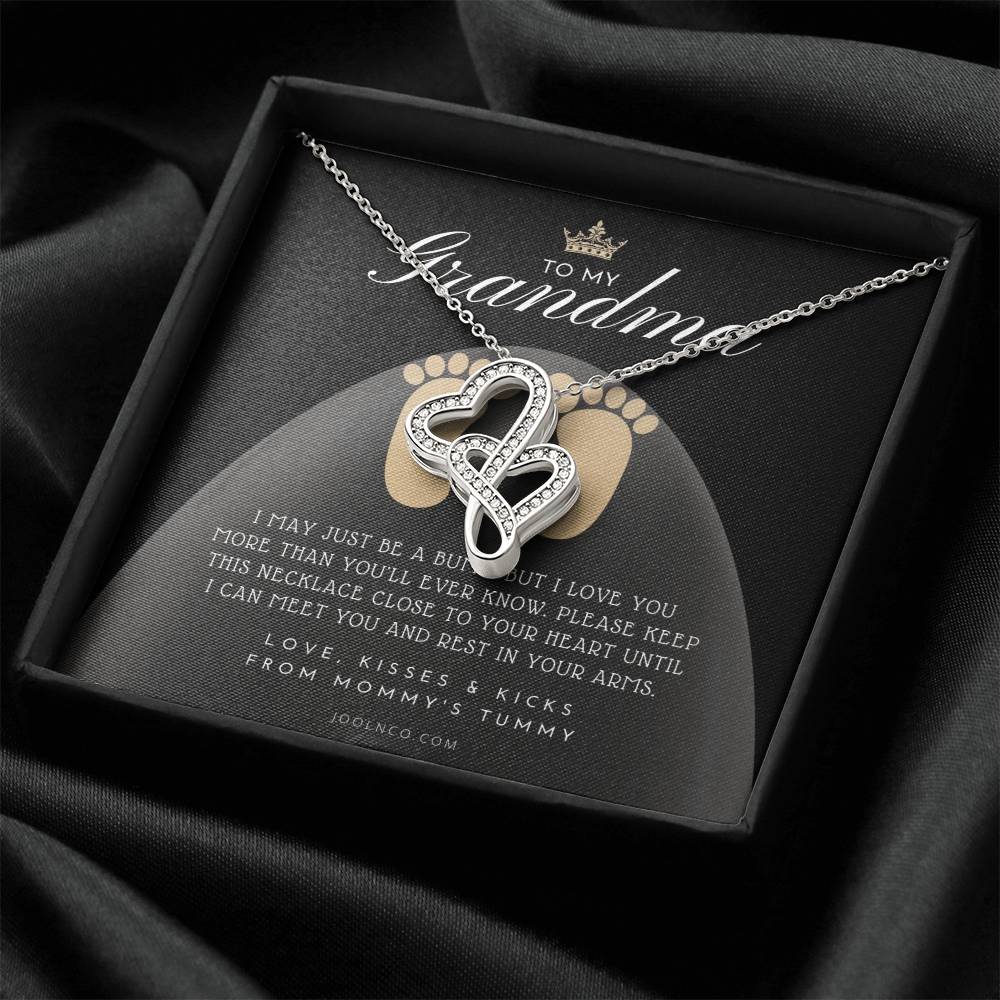 New Grandma Gift  Mom To Grandma Necklace  Pregnancy Announcement Grandparent  Gifts For Grandma  First Time Grandma G Double Hearts Necklace