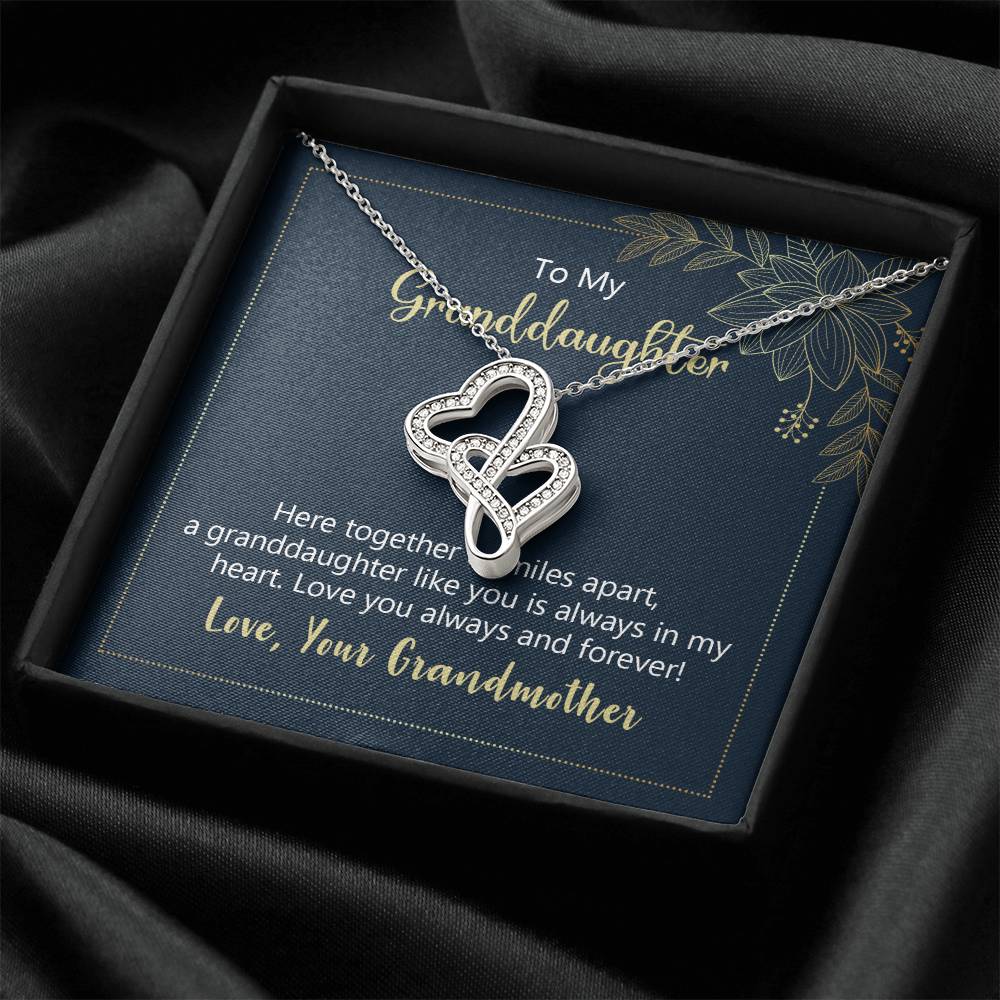 To My Granddaughter - Love You Always And Forever -  Double Hearts Necklace