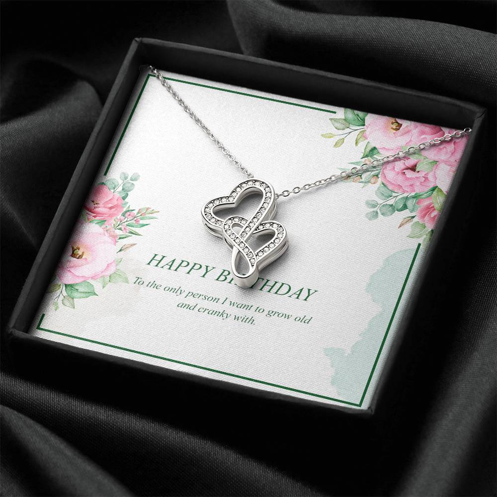 Happy Birthday Wife-  Double Hearts Necklace