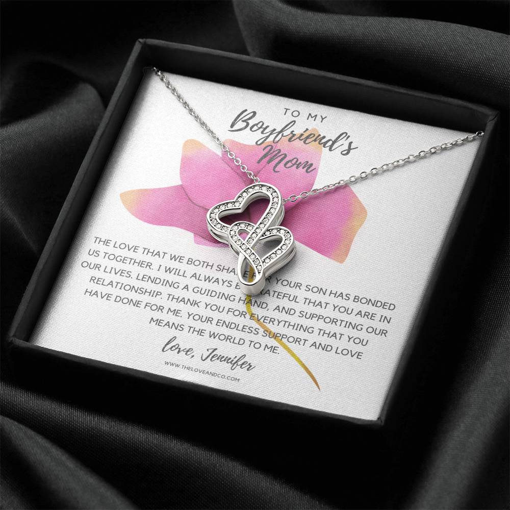 To My Boyfriend's Mom Necklace Double Hearts Necklace