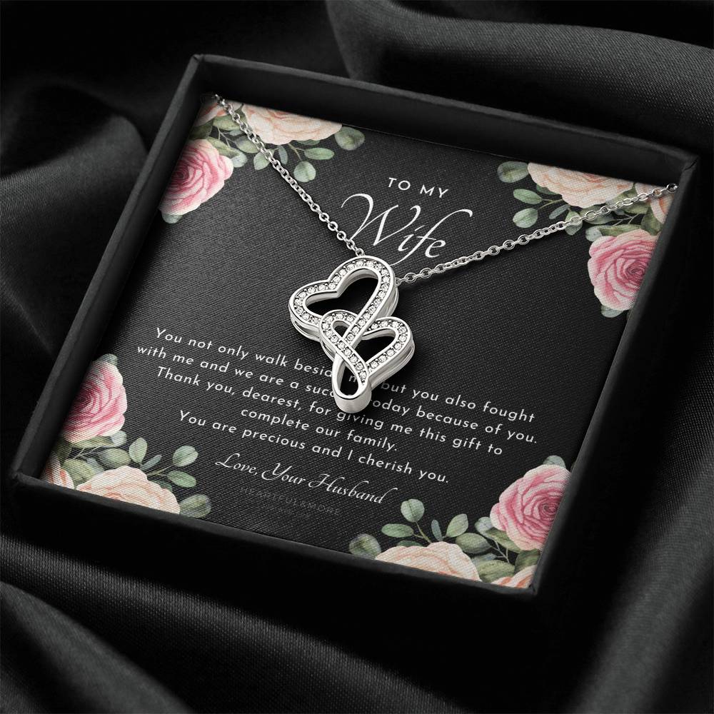 Postpartum Gift For Wife Gift For Wife Post Pregnancy Becoming A Mother Gift Gift For Wife Birth Wife After Pregnancy  2 Double Hearts Necklace