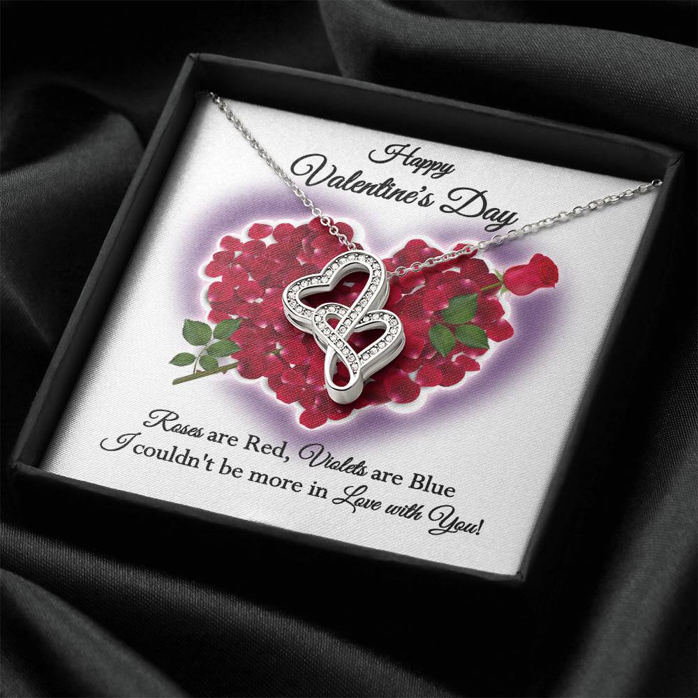 Happy Valentine's Day Roses Dblhrts Wht Necklace Double Hearts Necklace