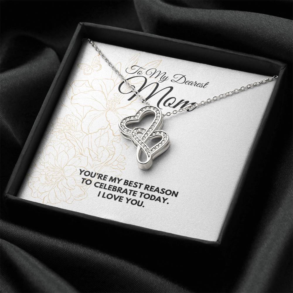Mom I Celebrate You Necklace Double Hearts Necklace