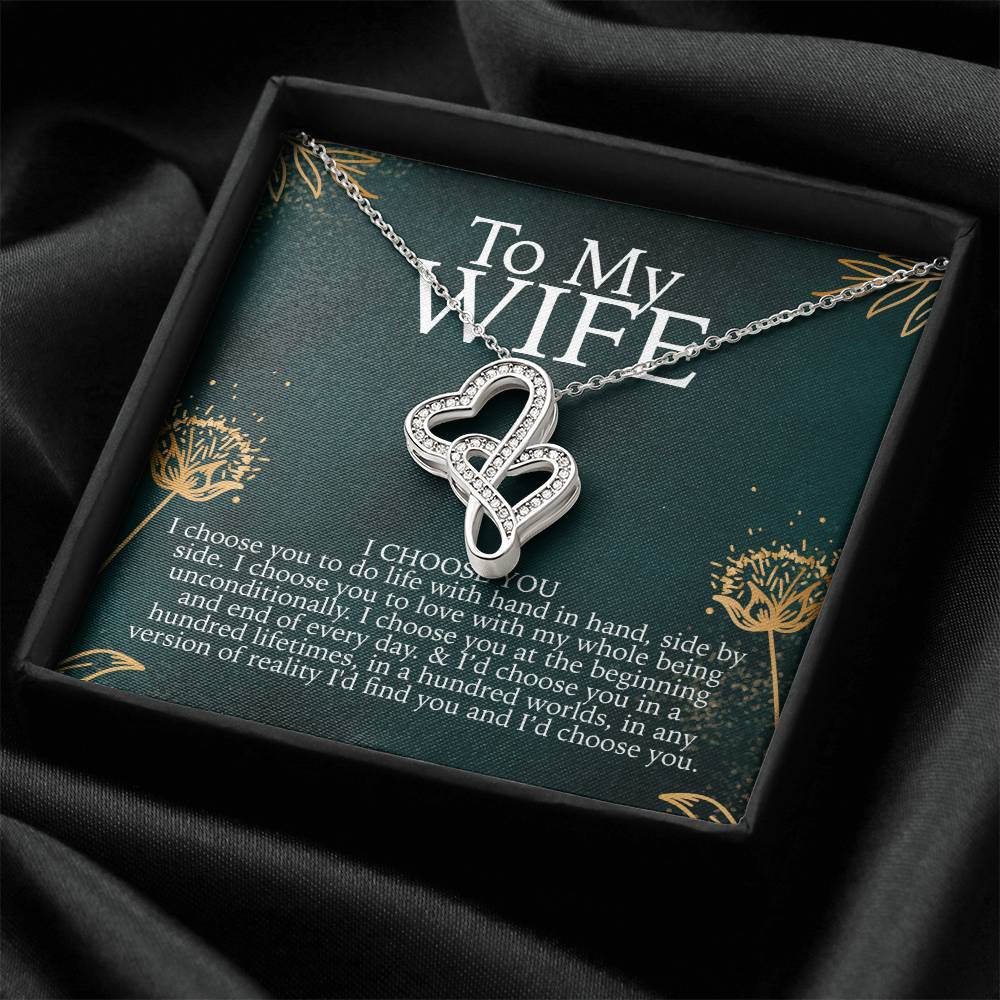 To My Wife Doubleheart Gift Double Hearts Necklace