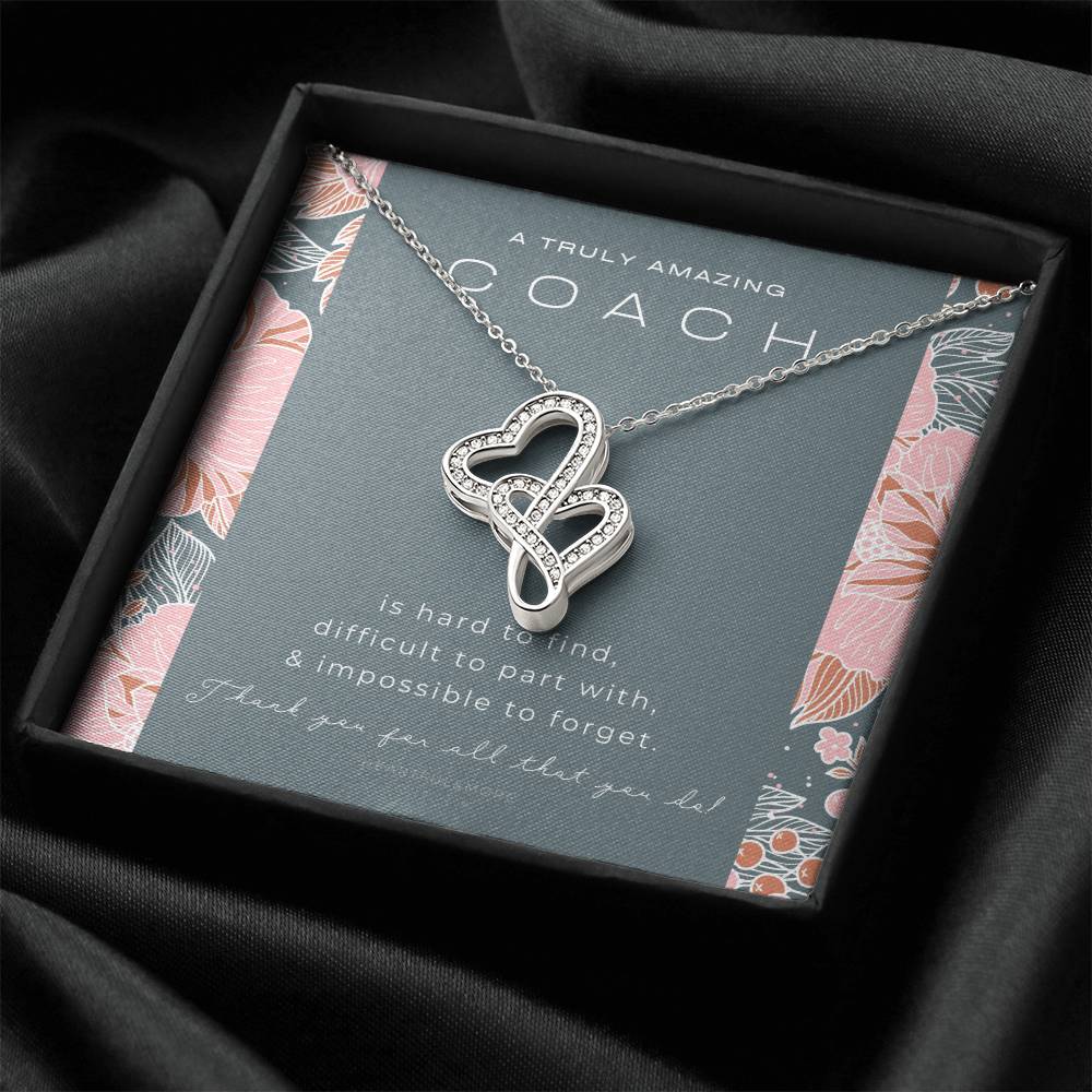Gymnastics Coach Gift For Women Leaving Gift For Gymnastics Coach To A Truly Amazing Gymnastics Coach Thank You Gift Double Hearts Necklace