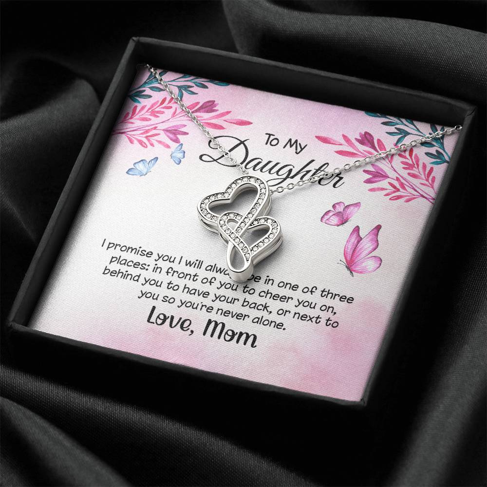 To My Daughter - I Promise You -  Double Hearts Necklace