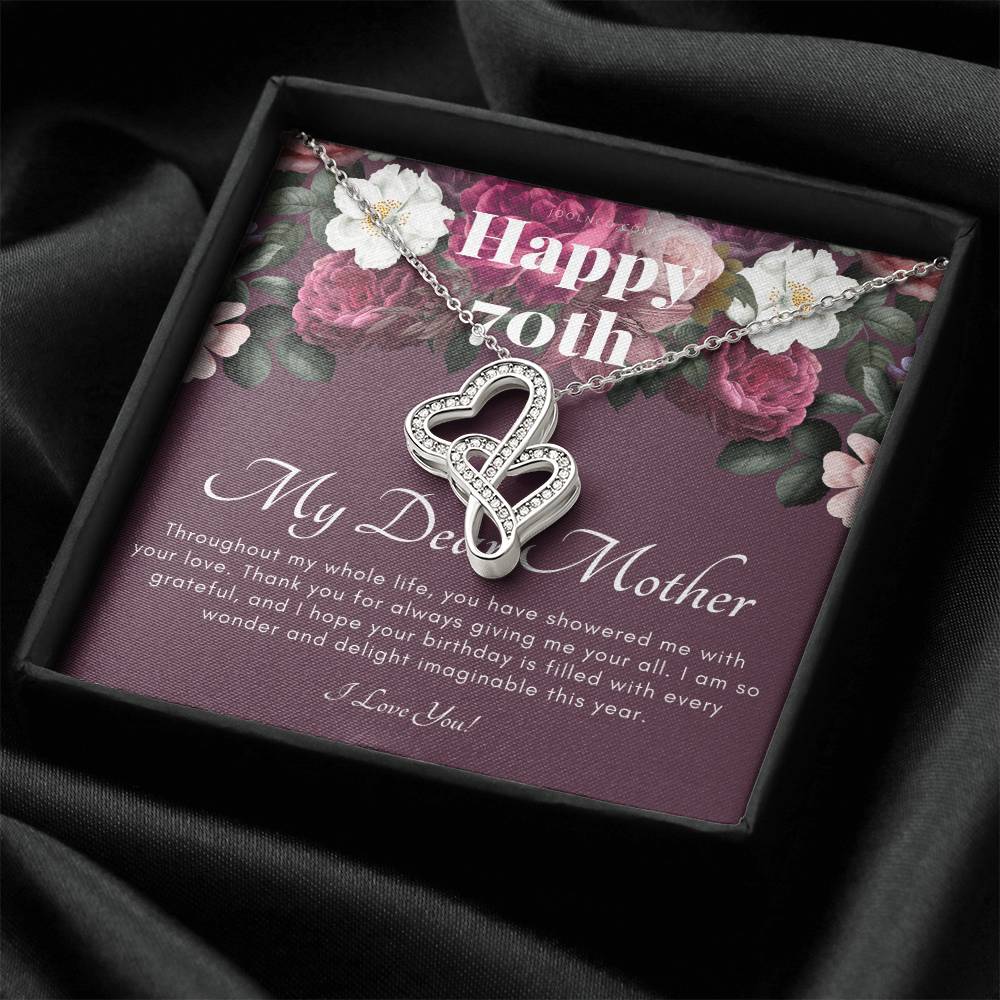 Mother's 70Th Birthday Gift  Gift For Mom On Her Birthday  Gift For Mom From Daughter & Son  Mom Necklace  Best Mom Gi Double Hearts Necklace
