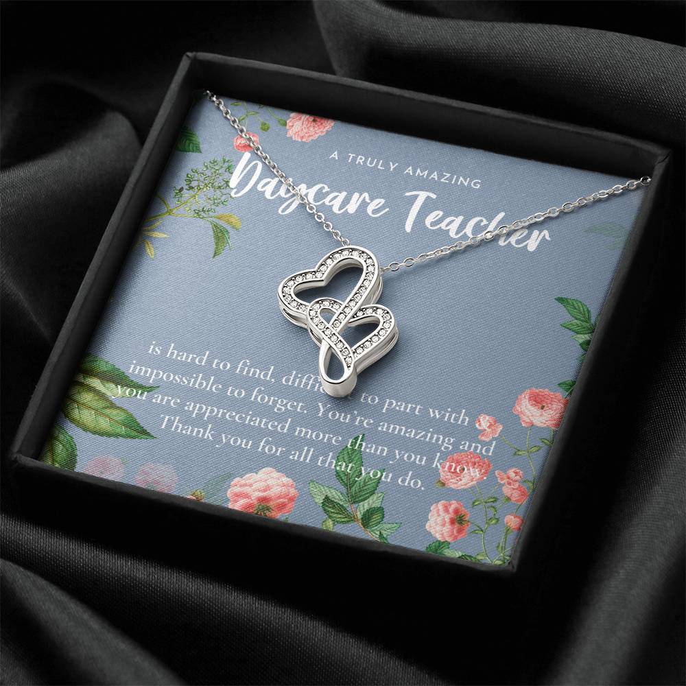Daycare Teacher Gift For Daycare Provider Gifts Daycare Thank You Gifts Preschool Teacher Gift Thank You Gift Daycare 1 Double Hearts Necklace