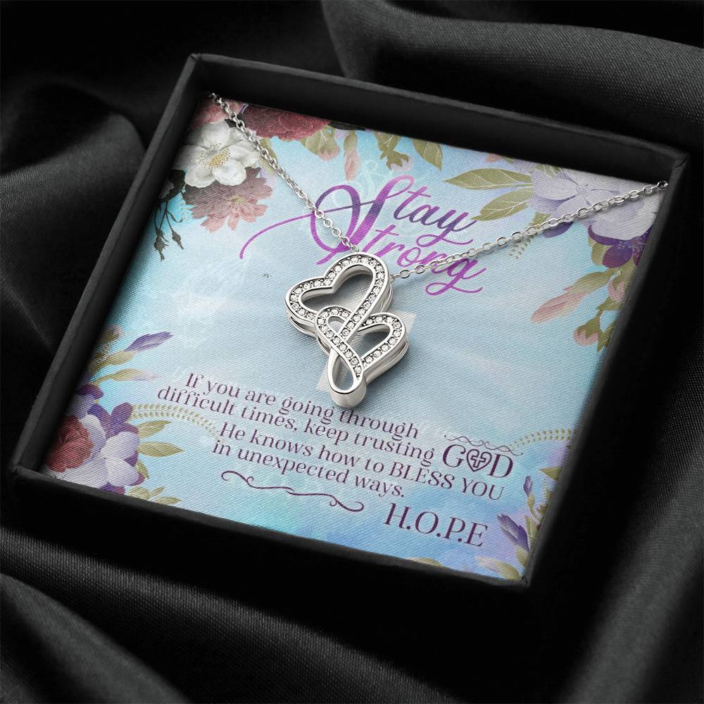 Stay Strong -  Double Hearts Necklace