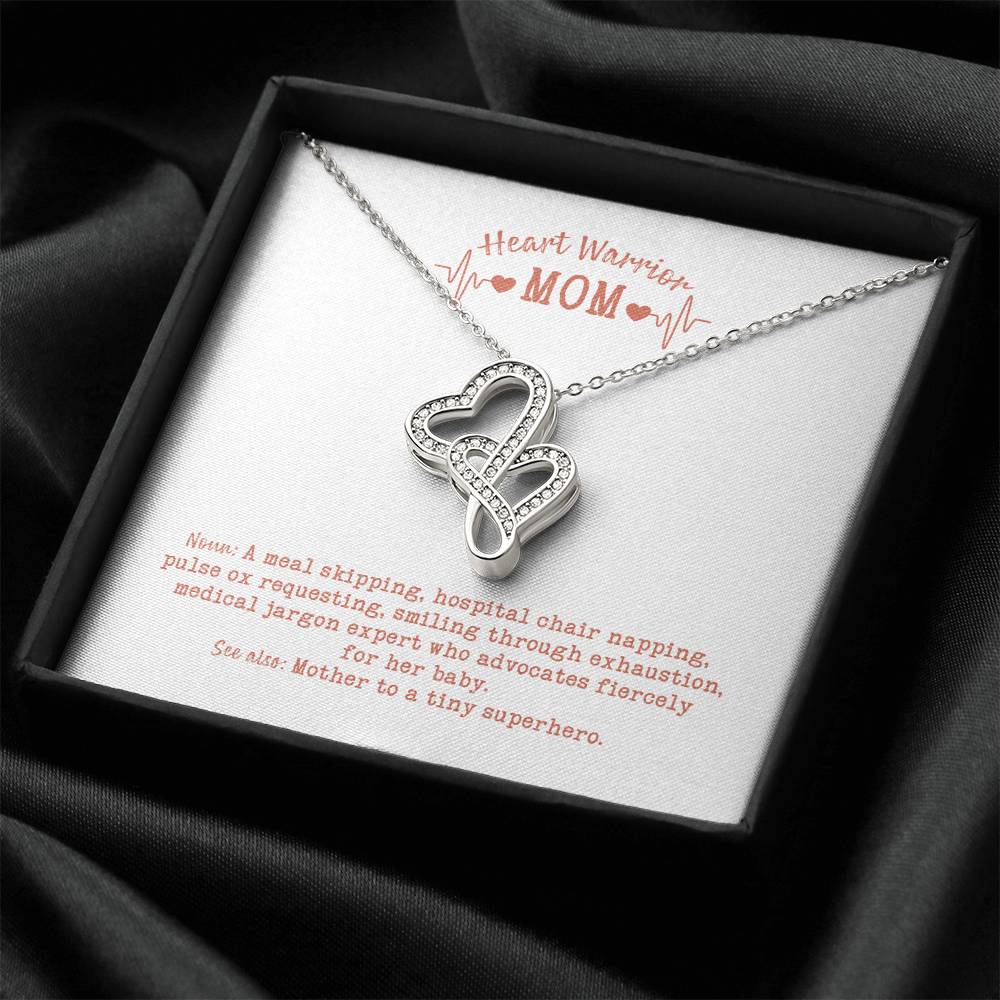 Heart Warrior Mom 1 Double Hearts Necklace