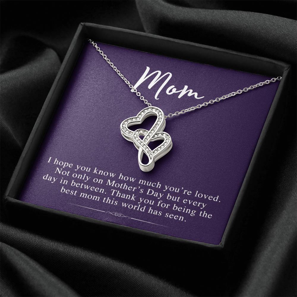 To My Mom -  - Perfect Gift For Mothers Day Double Hearts Necklace