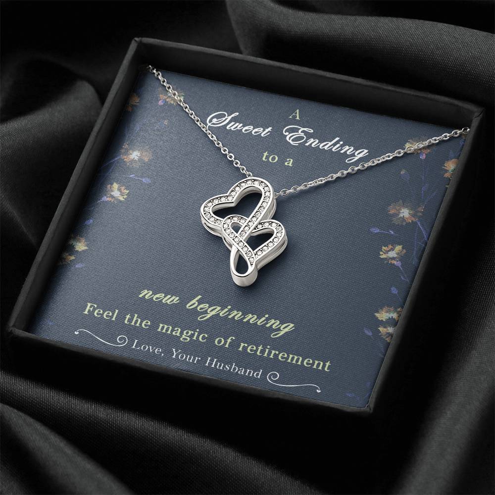 Retirement Gifts For Wife- A Sweet Ending To A New Beginning- Necklace Double Hearts Necklace