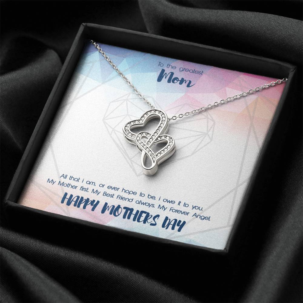 Greatest Mom Double Hearts Mothers Day Gift Necklace Double Hearts Necklace