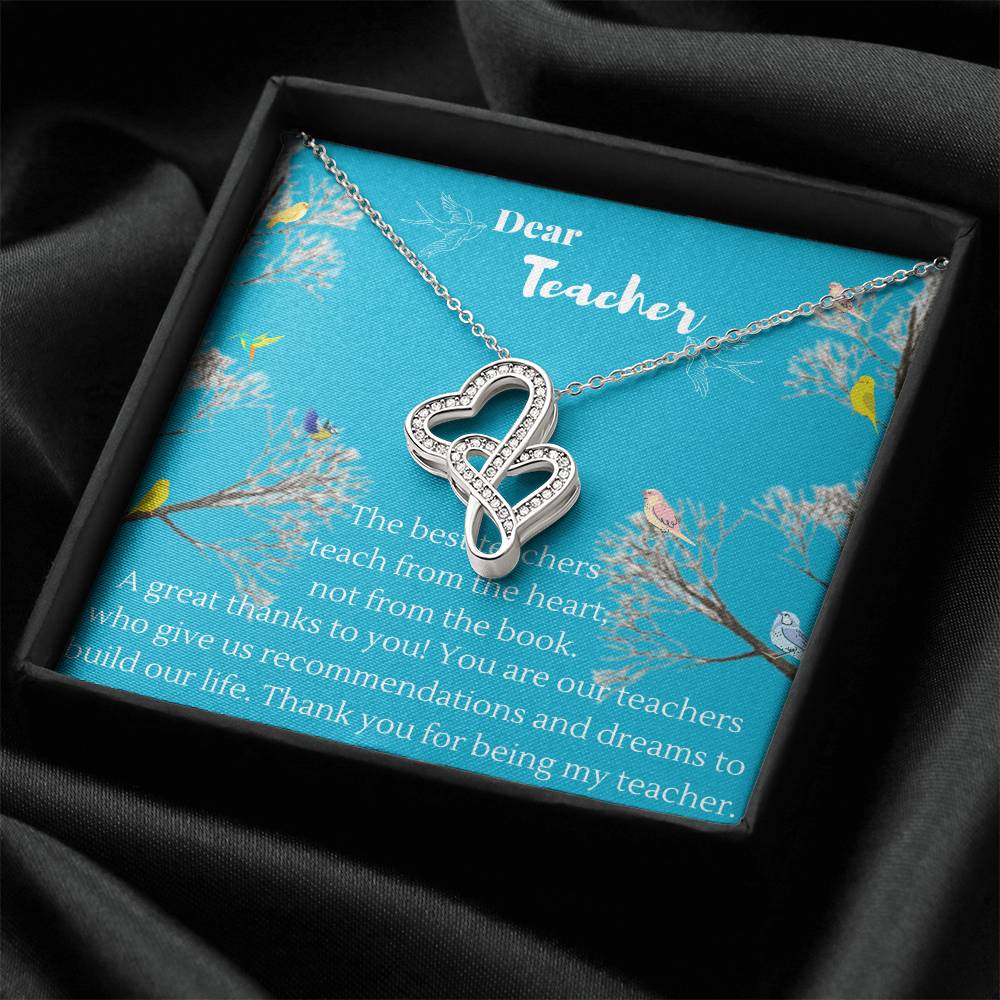 Gift For Teacher Graduation Day Birthday For Her Gift Necklace For Teacher Gift From Student Gr Double Hearts Necklace