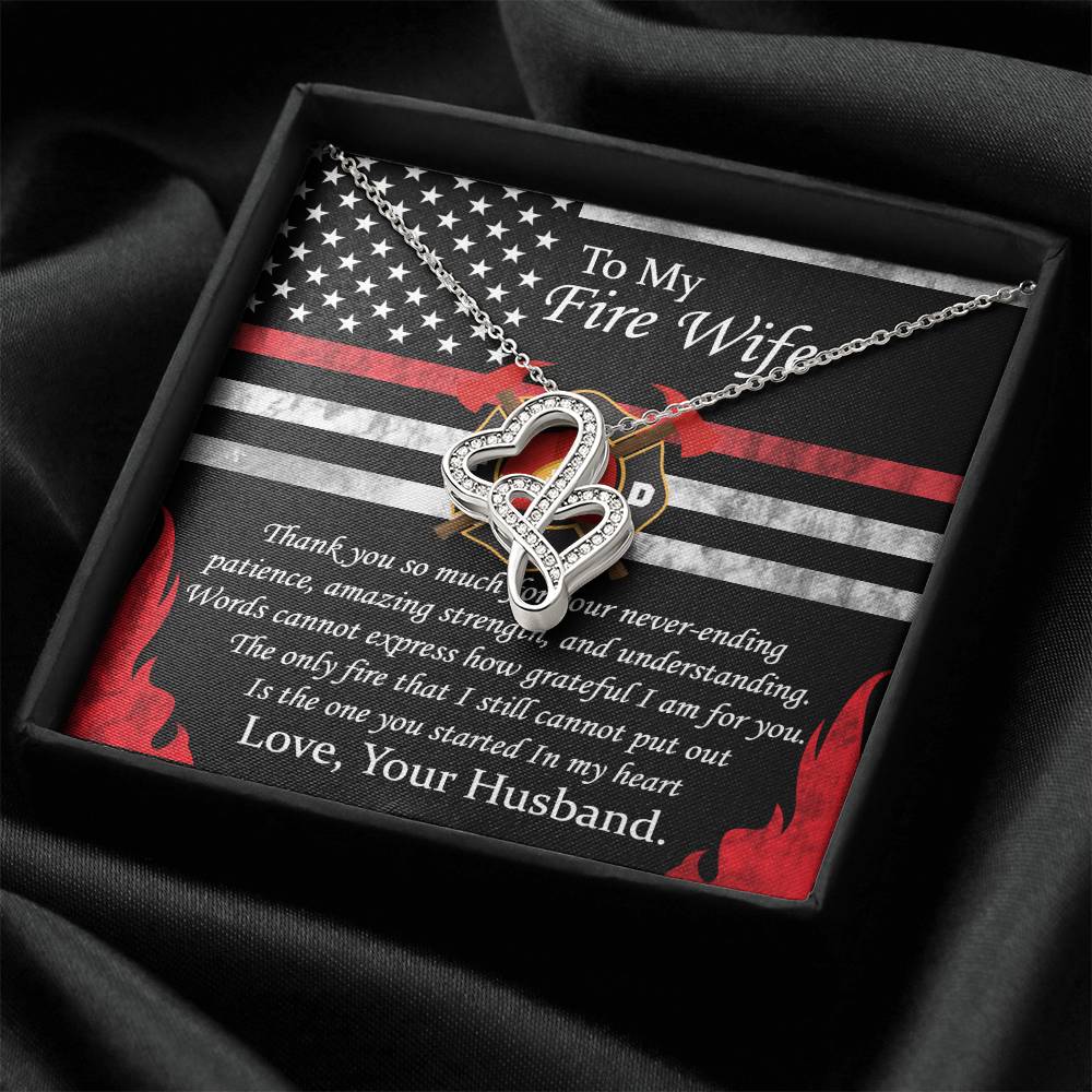 To My Fire Wife Double Hearts Necklace