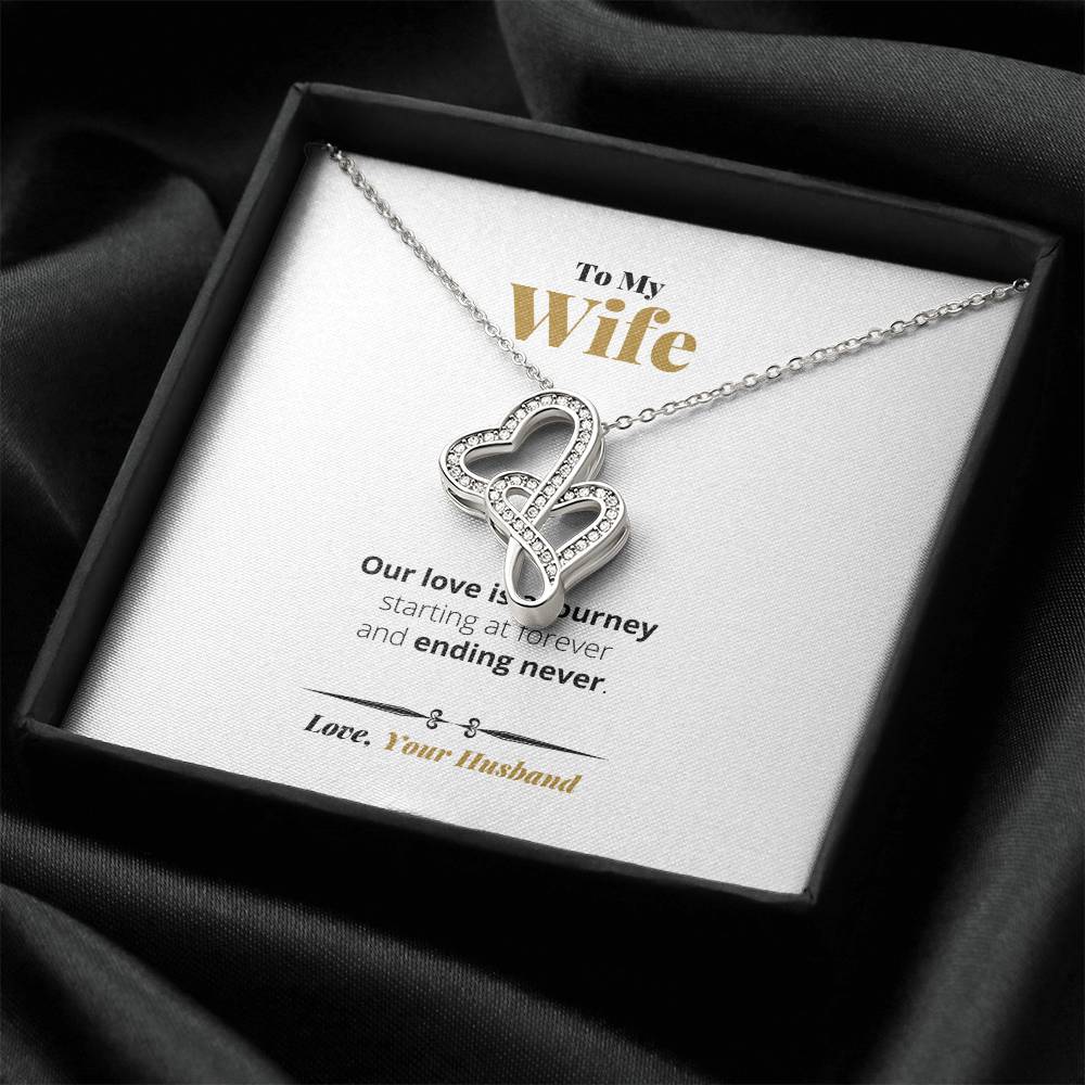 Love Is A Journey -  Double Hearts Necklace