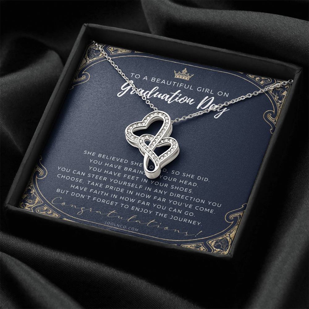 Graduation Gift Necklace For Daughter College Graduation Gift For Her High School Senior Graduation Mba Phd Master Cla Double Hearts Necklace