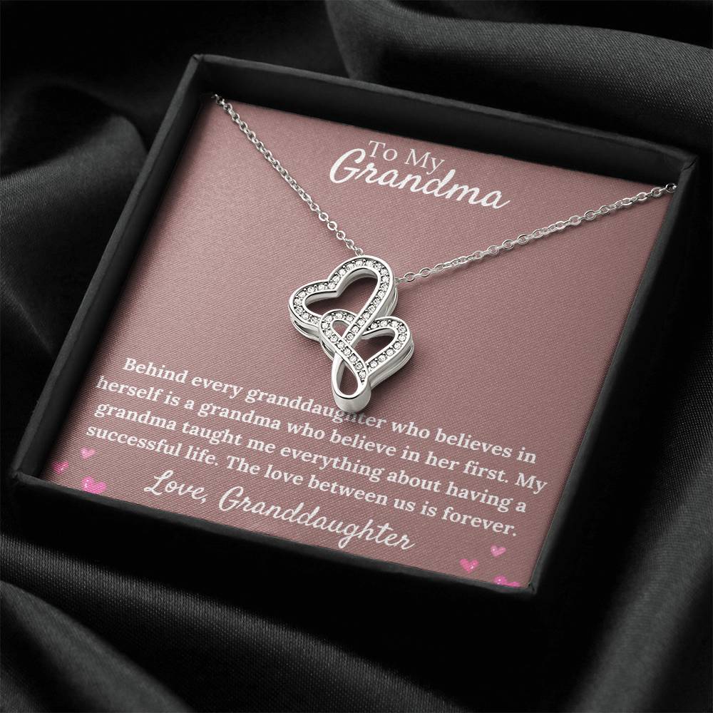 Gorgeous  For Grandma Necklace Gift Double Hearts Necklace