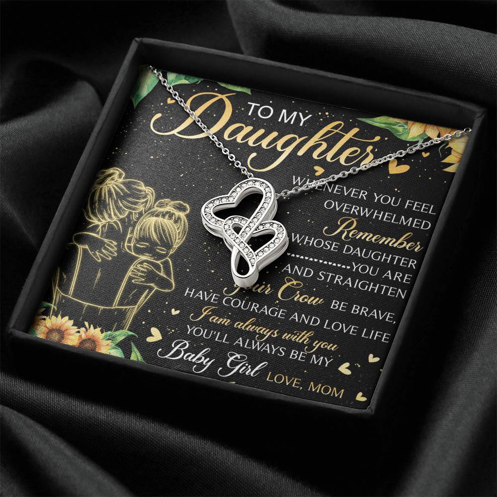 To Daughter From Dad 2 Double Heart Necklace Gift  - Mother And Daughter Necklace - Mom Gift - Mother Jewelry - Daught 4 Double Hearts Necklace
