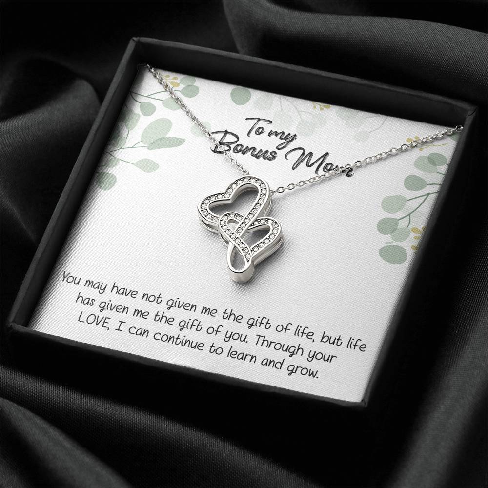 To My Bonus Mom Step Mom Gift Heart Necklace Double Hearts Necklace